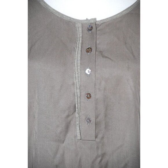 Mystree Ladies L Maxi Brown Shift Tencel 1/4 Button Up Lagenlook - Picture 3 of 7